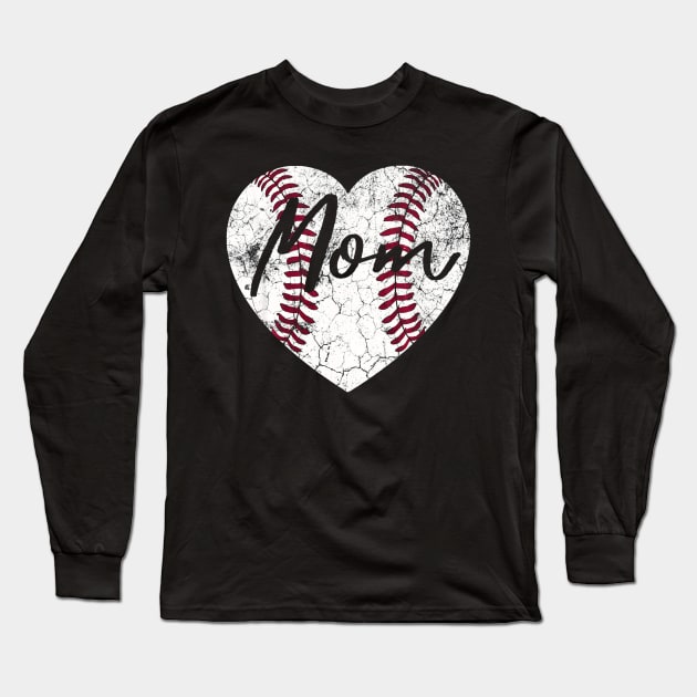 Baseball Softball Heart Mom Mothers Day Long Sleeve T-Shirt by Vigo